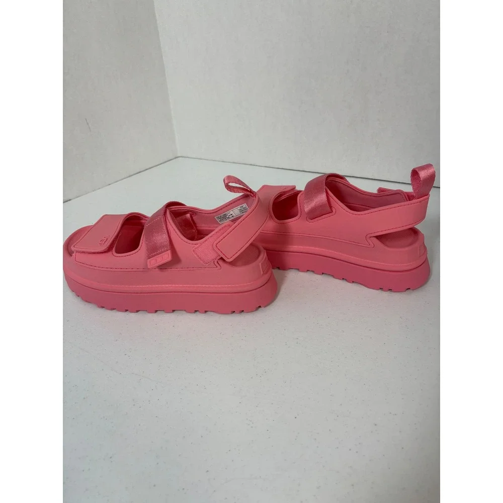 UGG GoldenGlow Pink Platform Sandals Womens 8 Sporty Adjustable 1152685